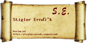 Stigler Ernák névjegykártya